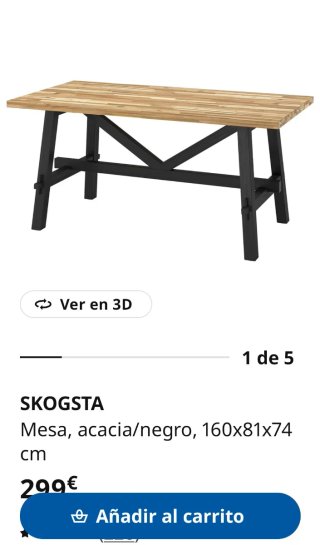 Tavolo da Pranzo in Legno SKOGSTA IKEA + 4 Sedie