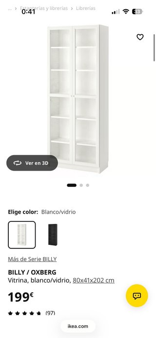 Vitrina Billy Ikea Cristal Madera