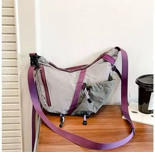Bolso de Hombro Gris y Morado