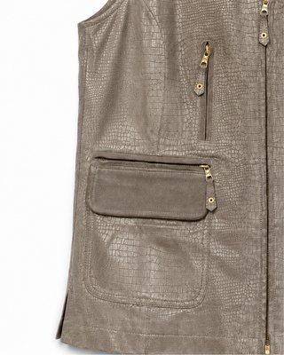 Chaleco vintage piel gris/beige