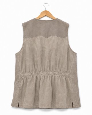 Chaleco vintage piel gris/beige