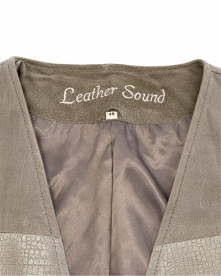 Chaleco vintage piel gris/beige