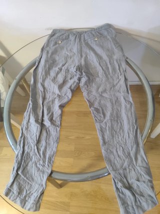 Pantalones Zara Lino Beige y gris T.36