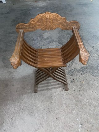 Poltrona Dantesca Savonarola Legno Intagliato