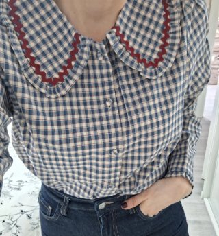 Camisa cuadros cuello bobo talla M
