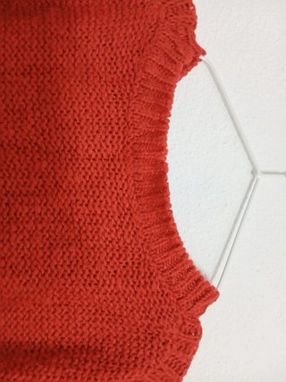 Jersey de Punto Grueso Rojo Coral Calado Talla L