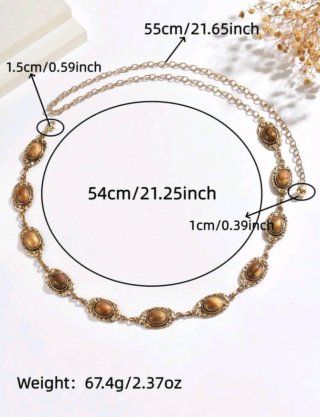 Elegante cadena de cintura dorada con piedras