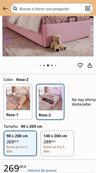 Cama infantil princesa con luz LED