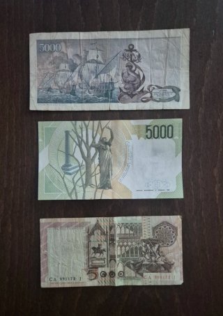 Lote 3 Banconote Lire 5000