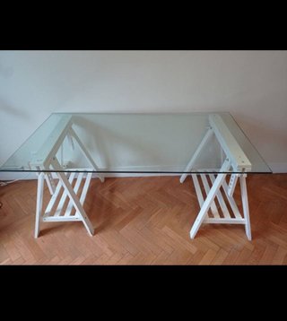 (LIQUIDACION) Escritorio de cristal tipo atelier