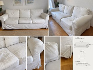 Divano a 3 posti Ikea Ektorp bianco in cotone
