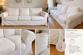 Sofá 3 plazas Ikea Ektorp blanco algodón