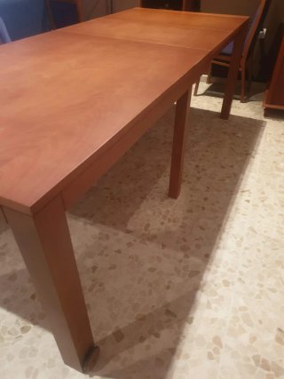 Mesa extensible cristal y 6 sillas