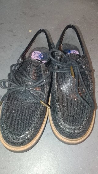 Zapatos niña lentejuelas negros y plateados