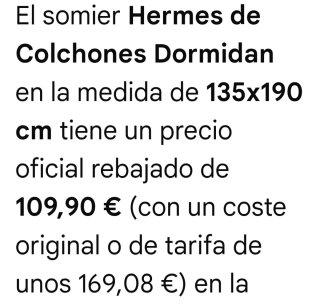Somier Hermes 135x190 + Patas