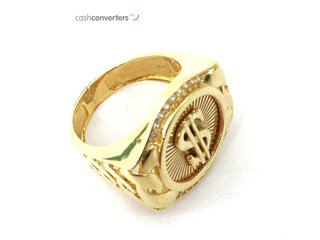 sello oro 18k con piedra con circonita t. 21 (19,42 mm)
