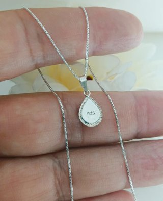 Cadena 40cm Plata 925 con Gota Turquesa 11×9mm