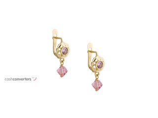 pendientes oro 18k con piedra con circonita