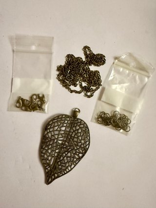 Kit creazione collana foglia color oro brunito