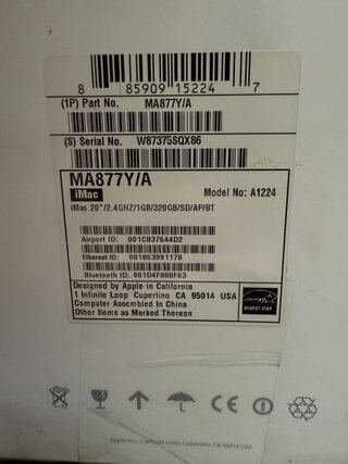 Ordenador iMac MA877Y/A. 2007. Apple. All in one.