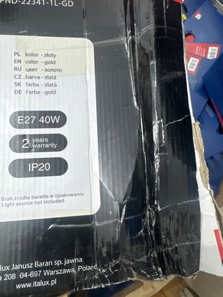 Lámpara Colgante Italux Hilo Dorada E27 Nueva