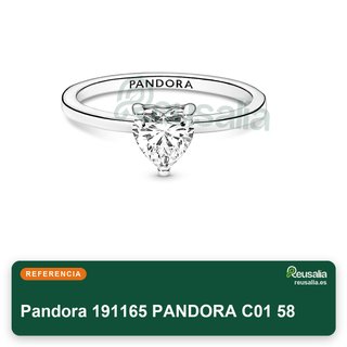 Pandora anillo solitario corazón plata 58