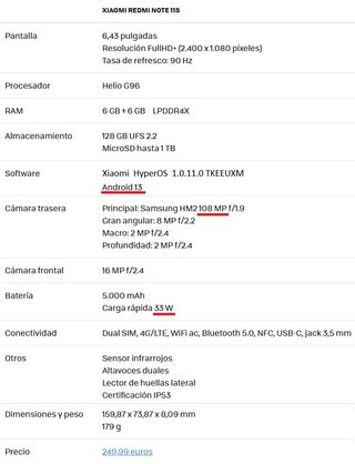 Xiaomi Redmi Note 11S - Fotocamera 108MP e 128Gb