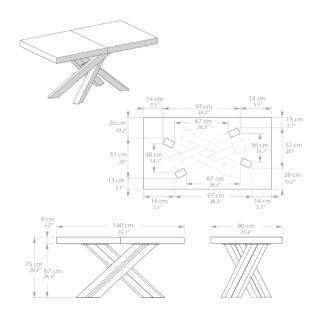 Mesa extensible Mobili Fiver Emma 140/220