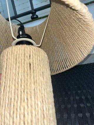 Lámpara De Mesa Artesanal De Cuerdas Beige