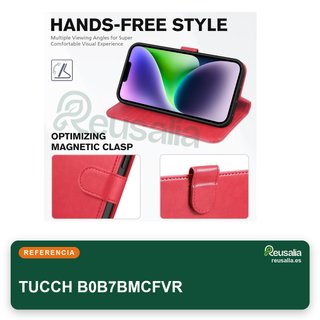 TUCCH Custodia in pelle per iPhone 14 Plus con supporto