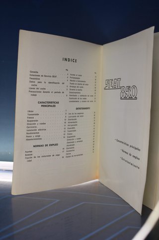 Seat 850 Manual de Uso y Entretenimiento. 1967. Primera edición.