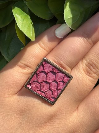 Anillo Plata Cuadrado Rosa