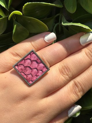 Anillo Plata Cuadrado Rosa