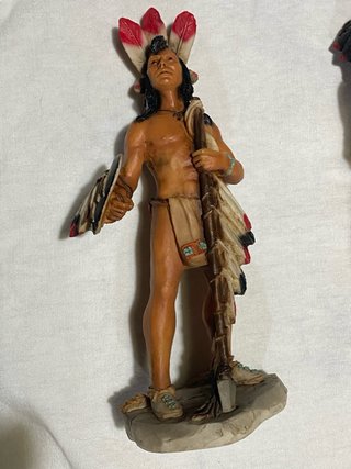 Set 6 statuine nativi americani con capanna