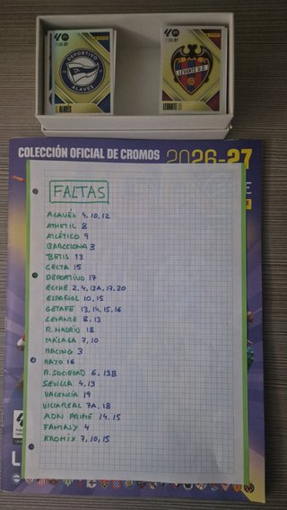 Cromos Fútbol Panini 2026-27 - CAMBIOS POR FALTAS