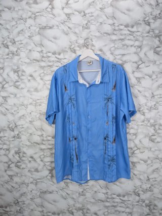Camisa Hawaiana Vintage Azul Palmeras