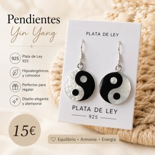 Pendientes Yin Yang Plata de Ley 925