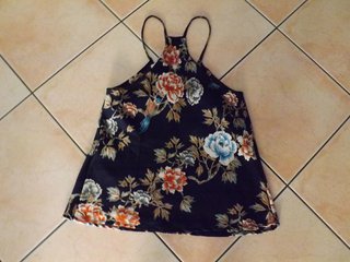 Canottiera blu floreale tg M
