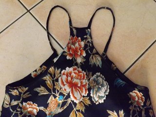 Canottiera blu floreale tg M