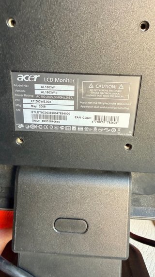 Monitor LCD Acer AL1603W Nero