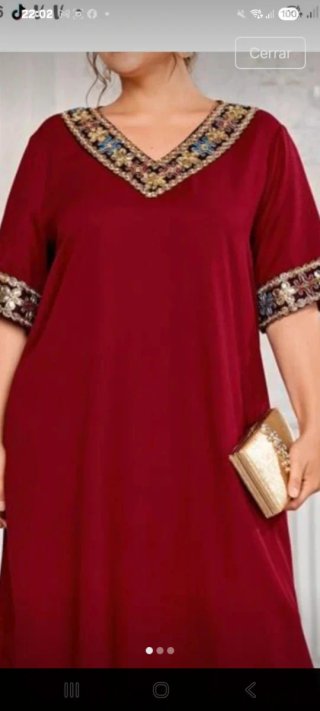 Vestido burdeos elegante bordado de una48 a 52