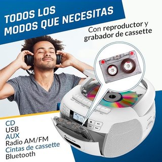 KLIM Boombox Radio CD Cassette Player BLANCO