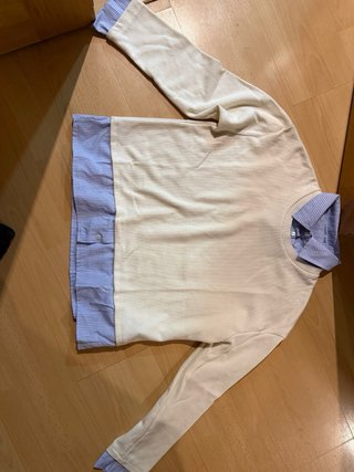 Jersey beige con camisa azul L