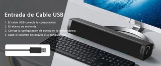 ZETIY barra sonido USB LED RGB 10W 3 entradas