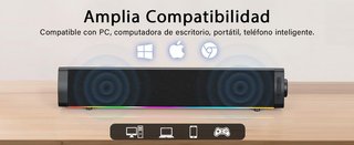 ZETIY barra sonido USB LED RGB 10W 3 entradas