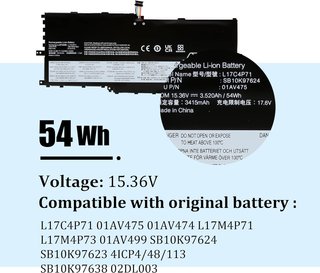 BLESYS Batería L17C4P71 54Wh 15.36V Lenovo X1 Yoga