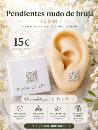 Pendientes Nudo de Bruja Plata Ley 925