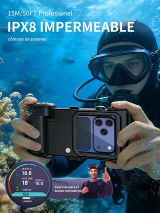 FOCUSOR Funda IPX8 15M 360° Buceo Universal