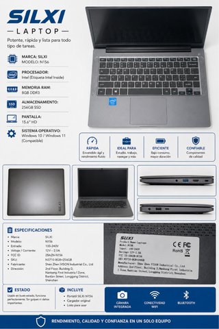 Silxi N156 Laptop 8GB RAM 256GB SSD Gris