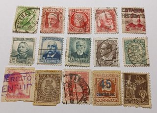 Lote 15 sellos antiguos España usados
